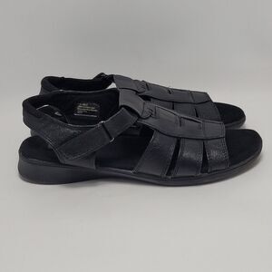 Dr Scholls Womens Double Air Pillow Fisherman Slingback Black Leather Sandals 10